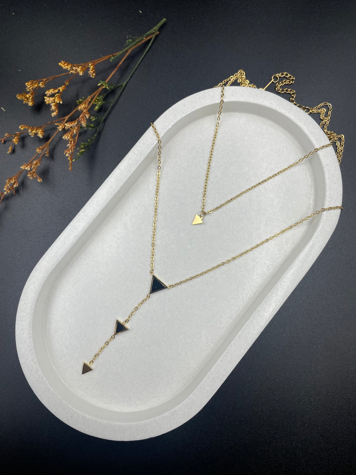 Geometric Muse – Layered Triangle Necklace Set