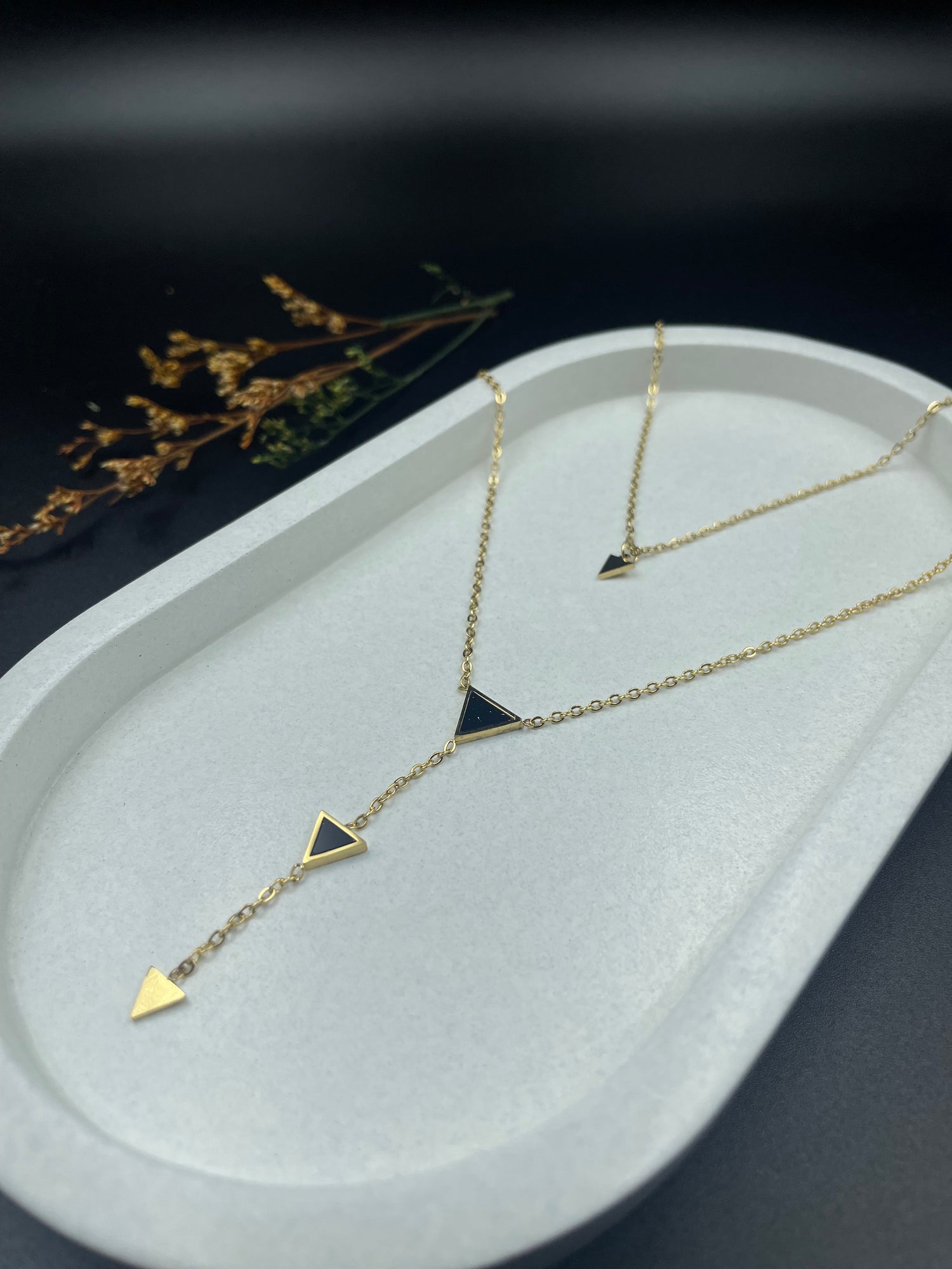 Geometric Muse – Layered Triangle Necklace Set