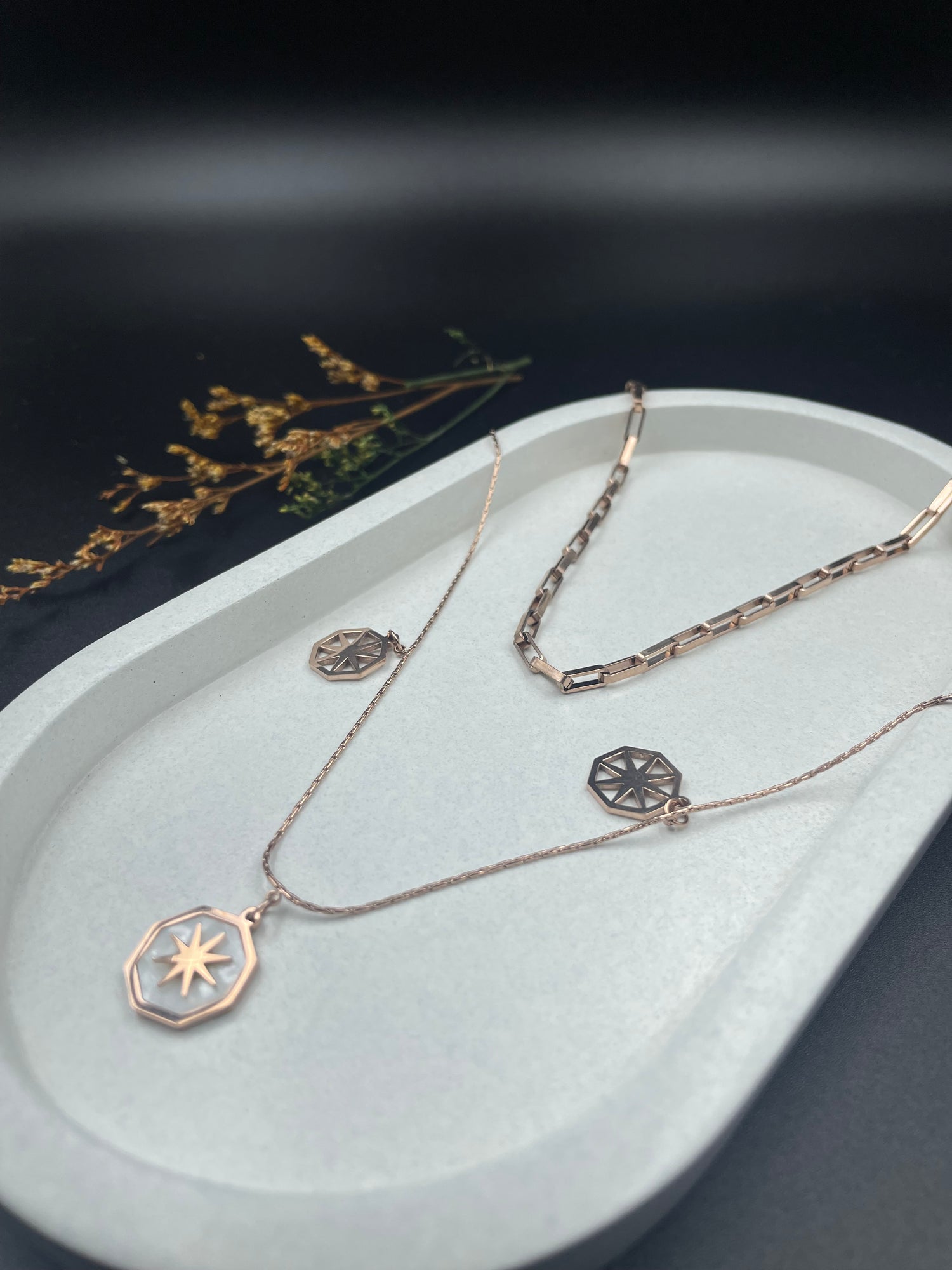 Celestial Compass – Layered Rose Gold Necklace Set (3 Pieces)