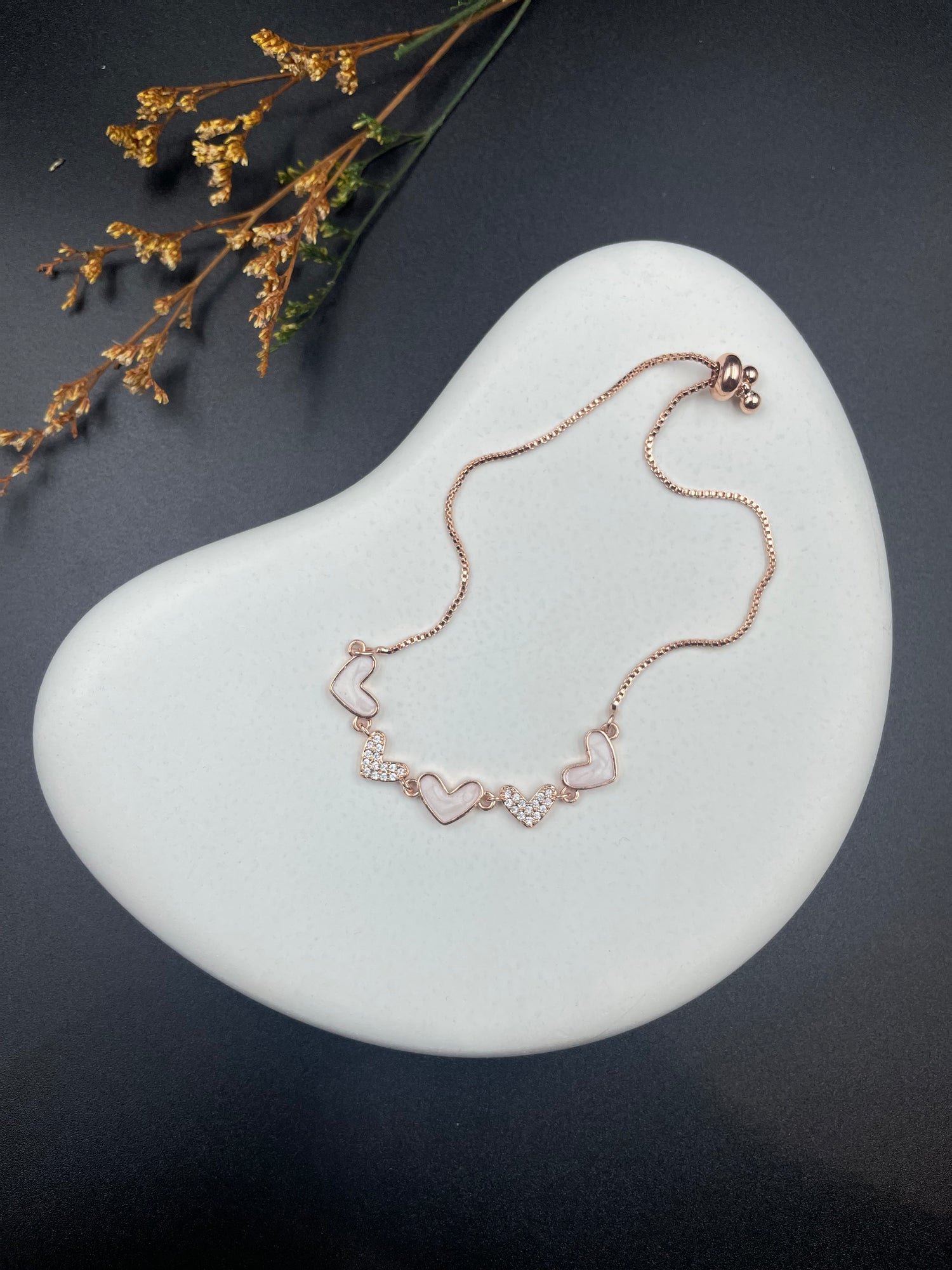 Rose Gold Heart Chain Adjustable Bracelet