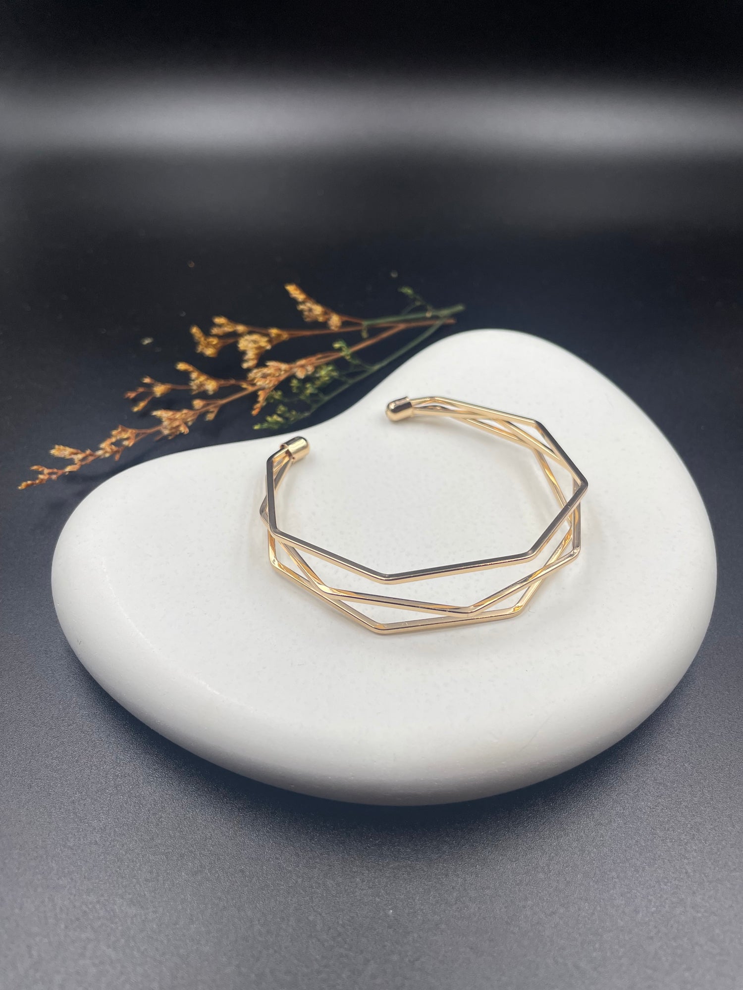 Geometric Luxe Open Cuff Bracelet – Trio Set (Pack of 3)