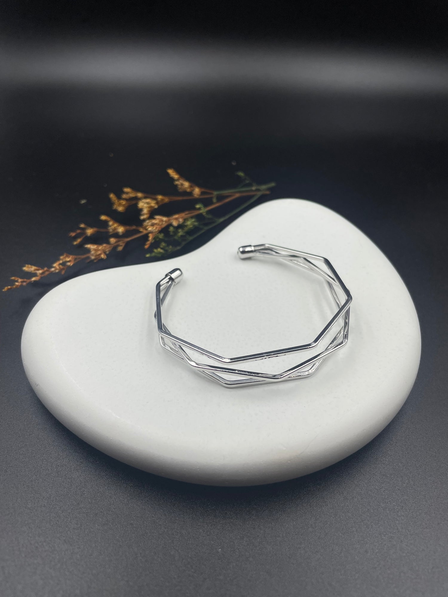 Geometric Luxe Open Cuff Bracelet – Trio Set (Pack of 3)