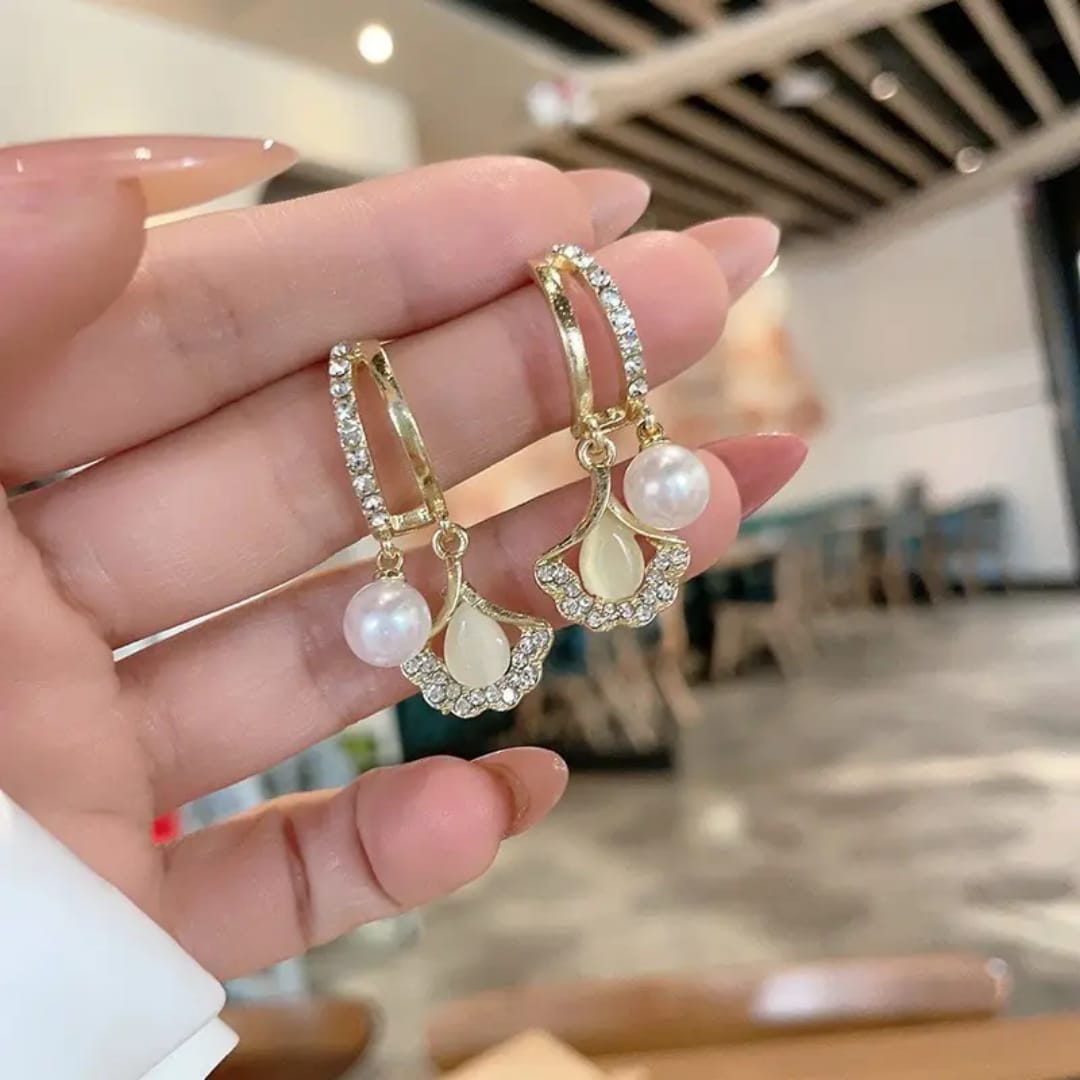 Gilded Bloom Pearl Earrings.