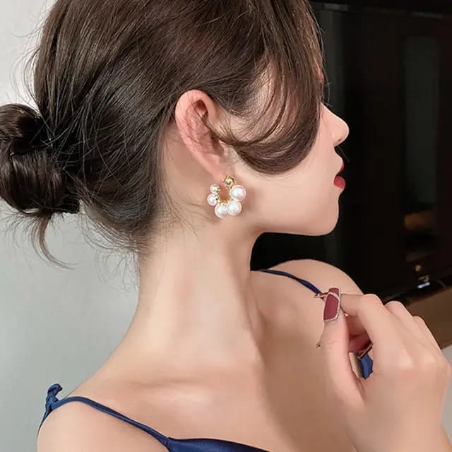 Luxe Pearl Cluster Hoops.