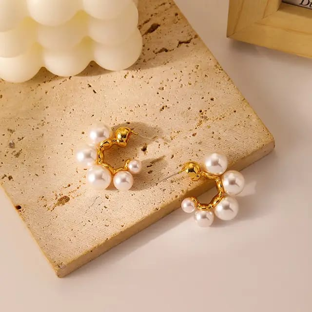 Luxe Pearl Cluster Hoops.